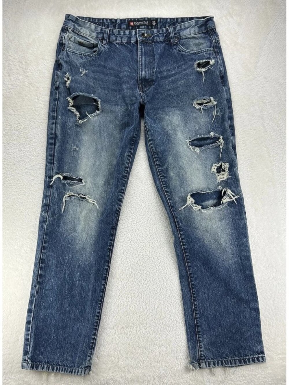 Vintage South Pole Jeans Men’s 38x32 Distressed Y2K Hip Hop Streetwear